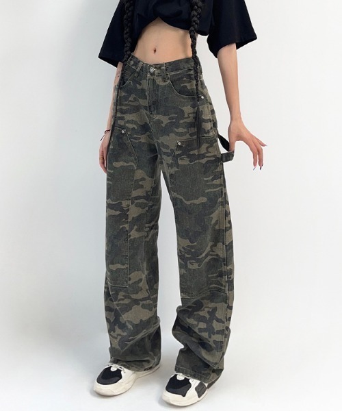 lilful ジーンズ デニム デニムパンツ カモフラージュ ダブルニー