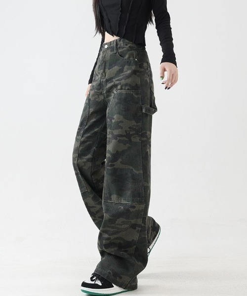 lilful ジーンズ デニム デニムパンツ カモフラージュ ダブルニー