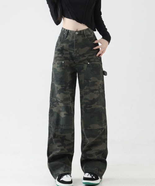 lilful ジーンズ デニム デニムパンツ カモフラージュ ダブルニー