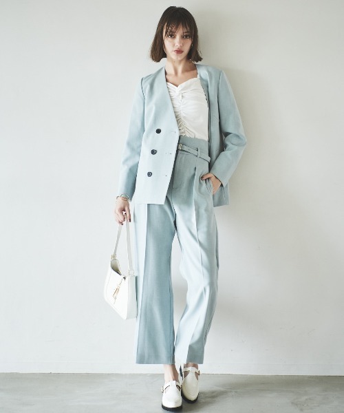 And Couture ノーカラージャケット セール】ノーカラーダブルジャケット（ノーカラージャケット