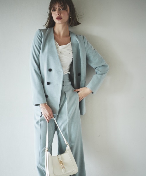 And Couture ノーカラージャケット セール】ノーカラーダブルジャケット（ノーカラージャケット