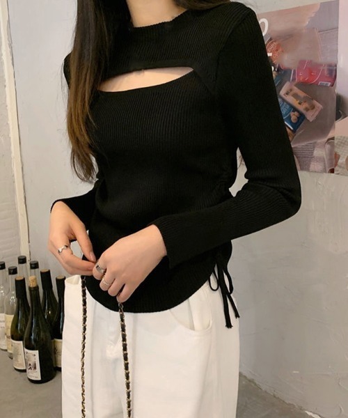 miniministore ニット セーター ニットトップス 胸開き ニット