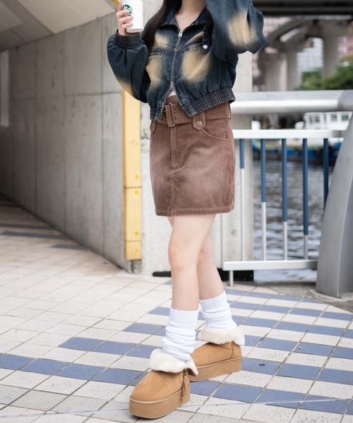 WEGO スカート WEGO/ヴィンテージウォッシュコーデュロイミニ
