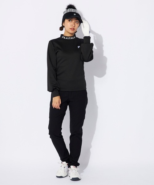 FILA GOLF tシャツ 裏ベロア長袖モックネックシャツ レディース
