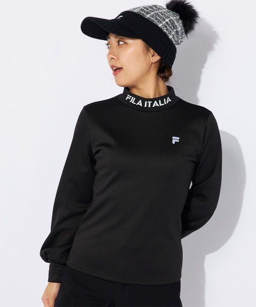 FILA GOLF tシャツ 裏ベロア長袖モックネックシャツ レディース