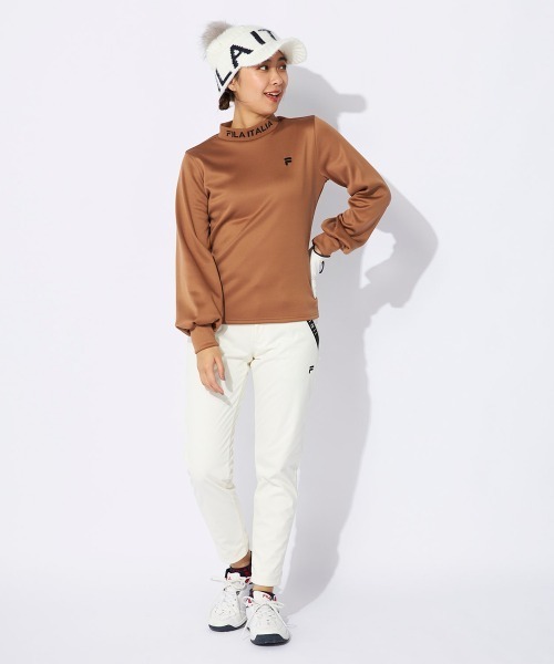 FILA 裏ベロアモックネックシャツ FILA GOLF tシャツ 裏ベロア長袖モックネックシャツ レディース
