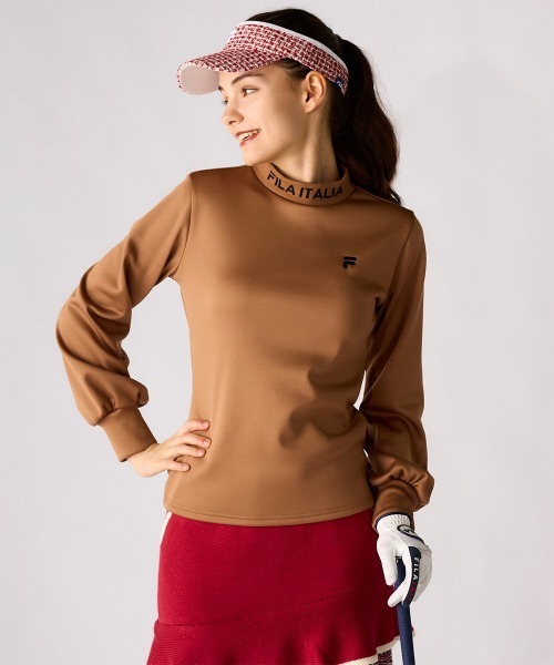 FILA GOLF tシャツ 裏ベロア長袖モックネックシャツ レディース