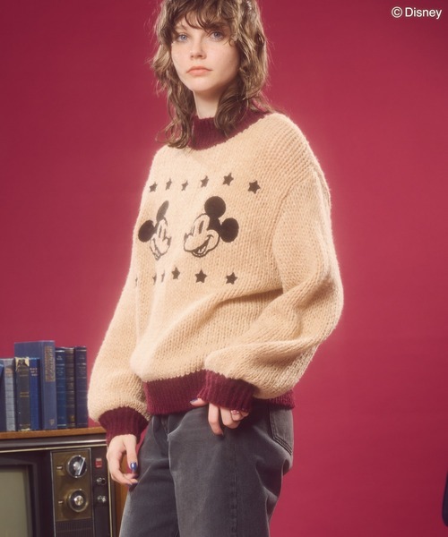 Disney（ディズニー） ニット セーター 刺繍チャンキーニット/Disney