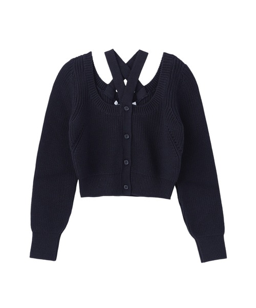 カーディガン HALTER NECK CROPPED KNIT CARDIGAN レディース