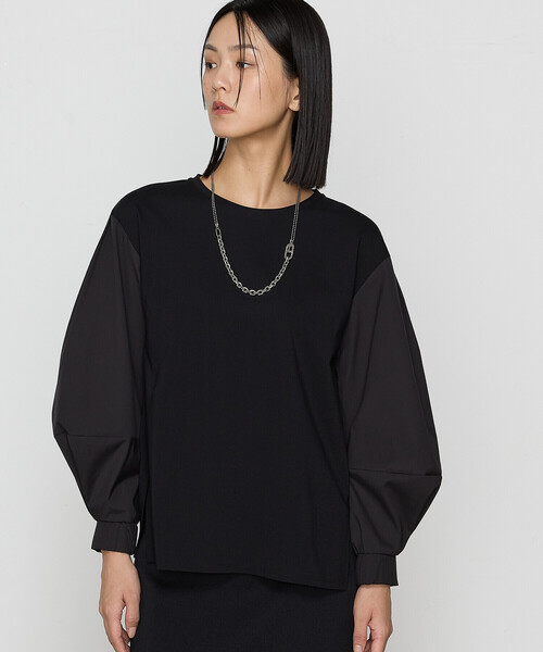 tシャツ ポンチ 袖パフプルオーバー レディース