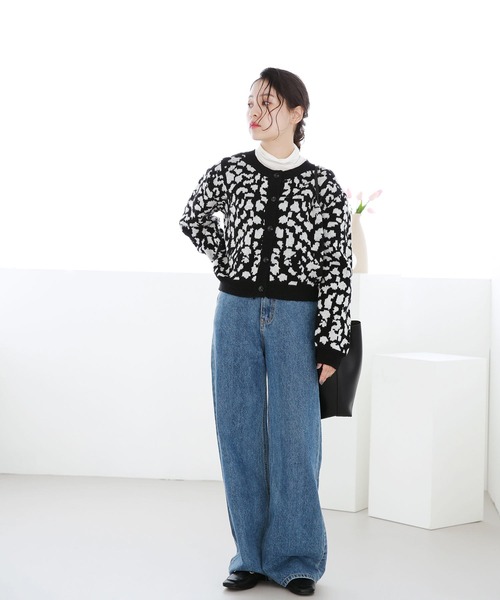 「Isn't She?」 ニットカーディガン FREE ブラック レディース_画像6