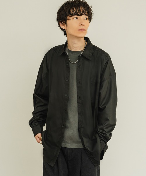 ArguE CulturE 長袖 シャツ 光沢感 高級感 オーバーサイズ 無地 ArguE CulturE 長袖 シャツ 光沢感 高級感 オーバーサイズ 無地