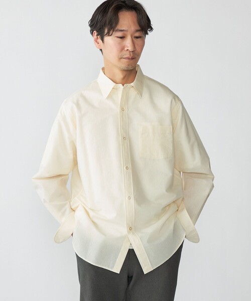 Riprap アイボリー コットンシャツ SHIPS（シップス） シャツ SHIPS: レギュラーカラー エアリー コットン