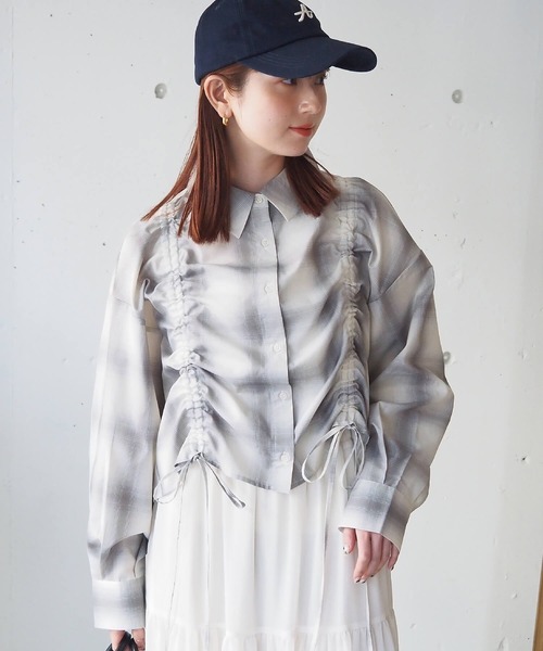 tiptop（ティップトップ） ブラウス シャツ フロントドロストショート