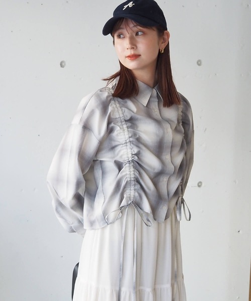 ブラウス シャツ フロントドロストシャツ レディース フロントドロストSH|ems excite | RETRO GIRL ONLINE STORE
