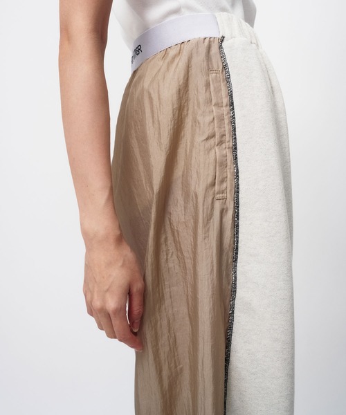 新品Things that Matter ナイロン&スウェットパンツ ベージュ THINGS THAT MATTER スウェットパンツ ジャージ NYLON TAFFETA