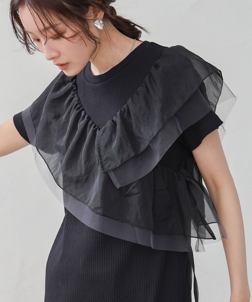 【新品未使用】23区L 48アシンメトリー フリル ドッキング ワンピース BAB ワンピース 「S・Mサイズ展開」アシメフリルドッキング
