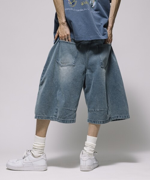ヴィンテージ デニムハーフパンツ ワイドシルエット ストリート FREAK'S STORE パンツ FREAK'S STORE/フリークスストア ワイド