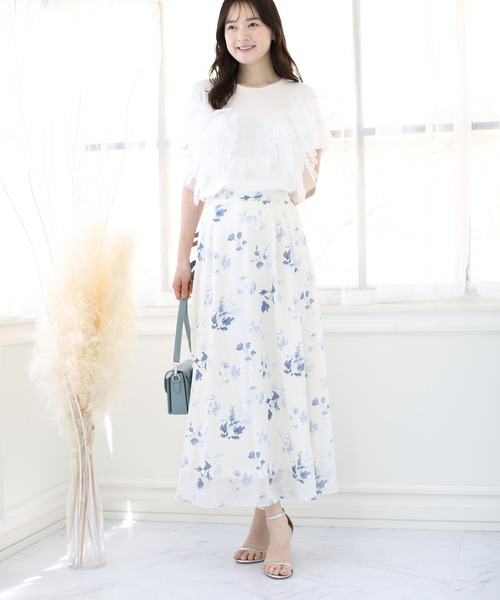 fifth スカート シフォン花柄フレアロングスカート : ZOZOTOWN