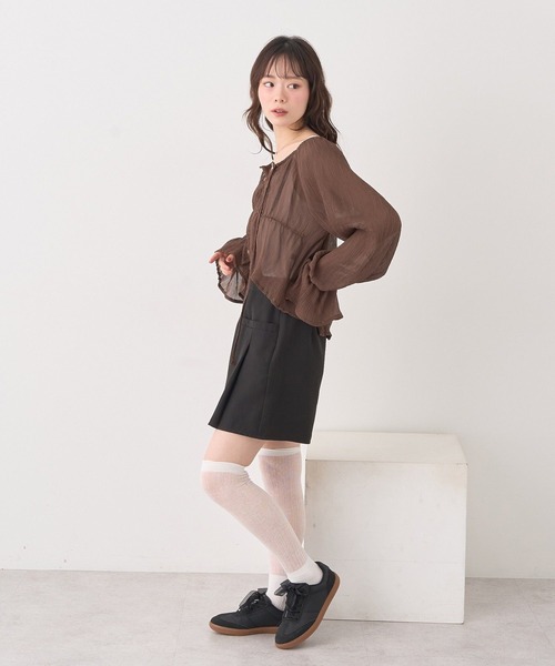 earth music&ecology ブラウス シャツ ナローリボンくしゅくしゅ earth music&ecology ブラウス シャツ ナローリボンくしゅくしゅ