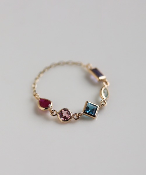 cui-cui（キュイキュイ） 指輪 リング マルチカラー ストーン チェーン