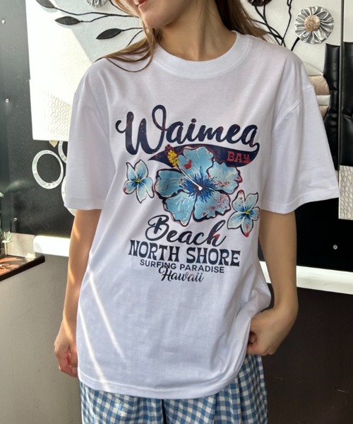Loco Ocean（ロコオーシャン） tシャツ 半袖 フラワープリント ロゴT