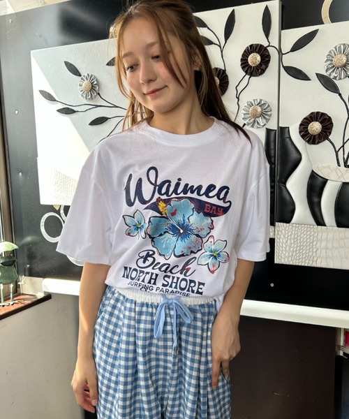 Loco Ocean（ロコオーシャン） tシャツ フラワープリント ロゴTシャツ