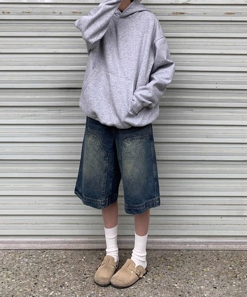 「MEMECLE」 デニムハーフパンツ L ブルー レディース