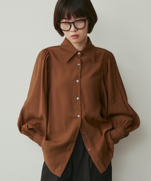 新品　未使用　BAYCREW'S ギャザースリーブブラウンシャツ フリーサイズ IENA - 新品 未使用 BAYCREW'S ギャザースリーブブラウンシャツ