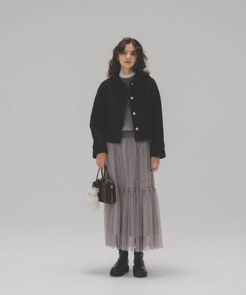 NATURAL BEAUTY BASIC ステンカラーショートブルゾン　黒 NATURAL BEAUTY BASIC（ナチュラルビューティーベーシック） ブルゾン