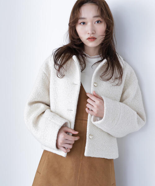 美品！アウター ウールライクノーカラーショートブルゾン. Lサイズ buy230920_3_sty5.jpg