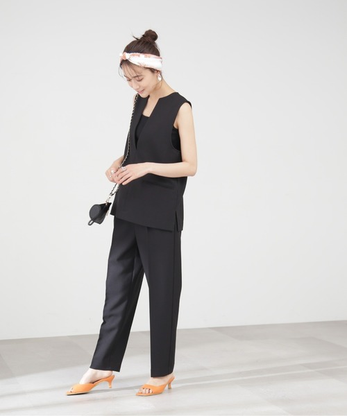 ★美品★NATURAL BEAUTY BASIC パンツスーツセットアップ Ｌ ナチュラルビューティーベーシック セットアップ（N.Natural