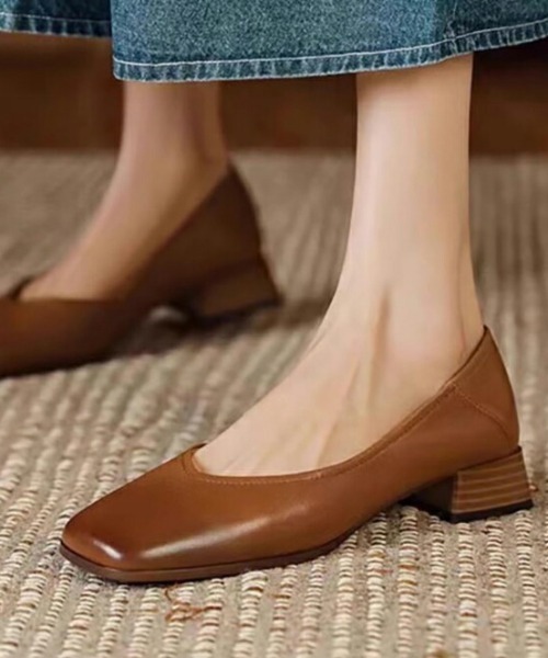 パンプス スクエアトゥチャンキーローヒールパンプス : ZOZOTOWN Yahoo