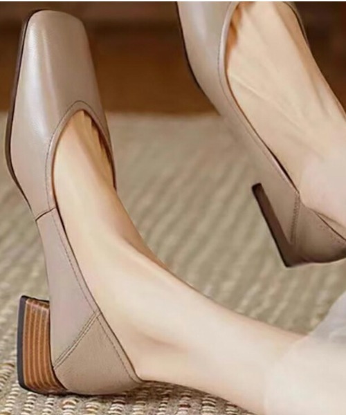 パンプス スクエアトゥチャンキーローヒールパンプス : ZOZOTOWN Yahoo