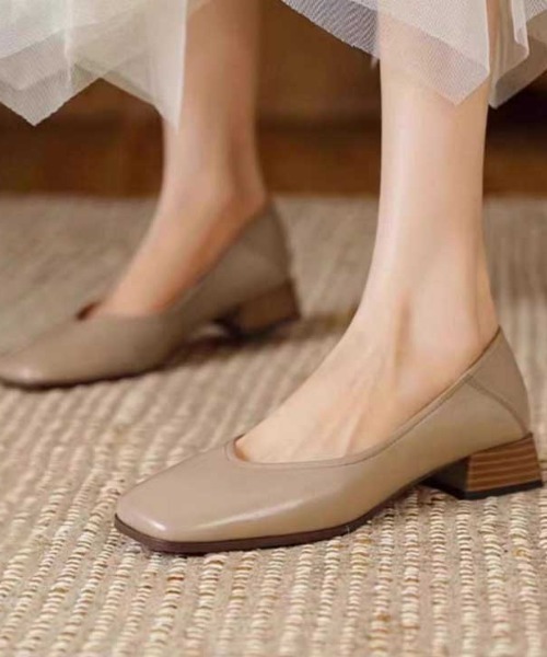 パンプス スクエアトゥチャンキーローヒールパンプス : ZOZOTOWN Yahoo