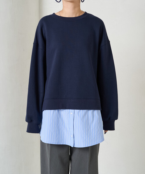 トレーナー スウェット 限定展開　裏起毛 スウェット × シャツ レイヤード風 トップス レディース | FREAK'S STORE | 15