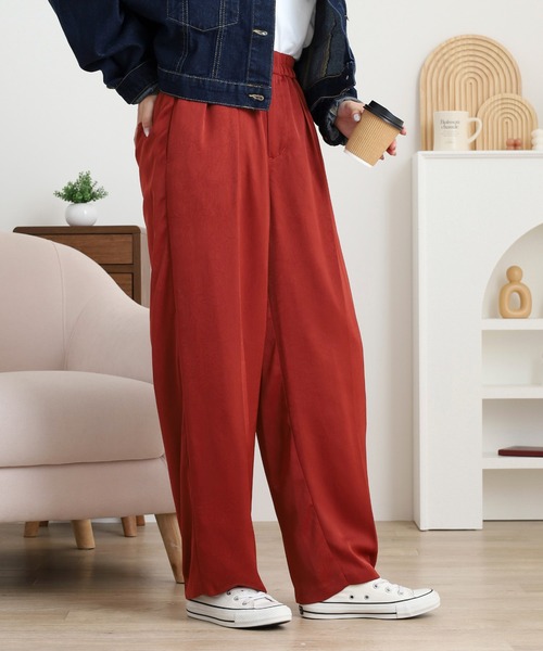 FUNALIVE（ファンアライブ） パンツ ウエストゴムサテンパンツ