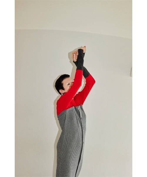 OMMO（オーエムエムオー） ワンピース BUSTIER DOCKING KNIT OP