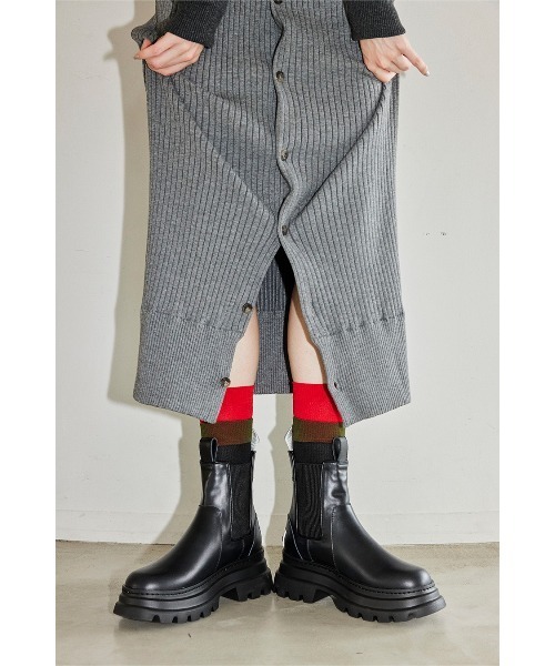 OMMO（オーエムエムオー） ワンピース BUSTIER DOCKING KNIT OP