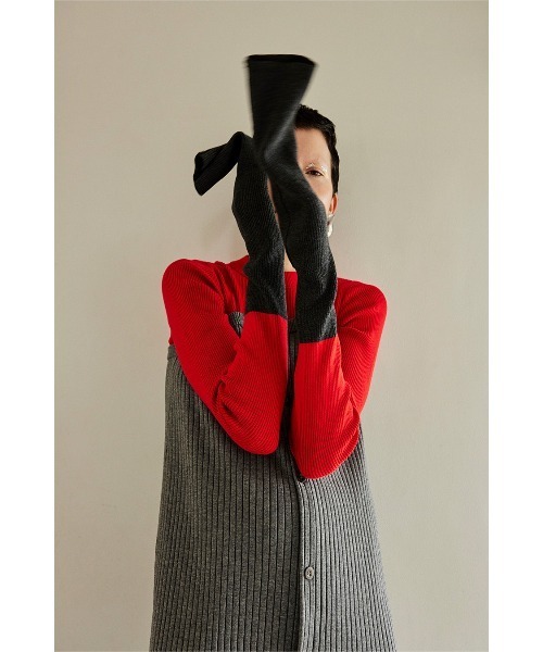 OMMO（オーエムエムオー） ワンピース BUSTIER DOCKING KNIT OP