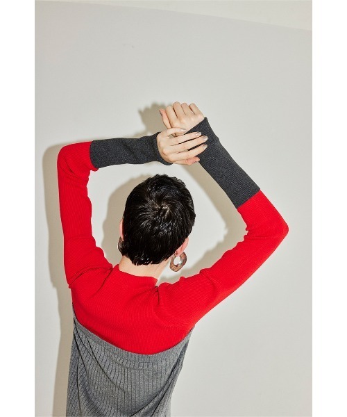 OMMO（オーエムエムオー） ワンピース BUSTIER DOCKING KNIT OP