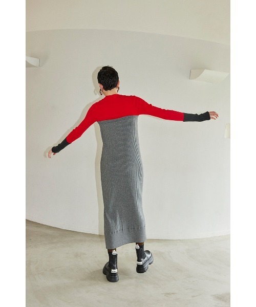 OMMO（オーエムエムオー） ワンピース BUSTIER DOCKING KNIT OP