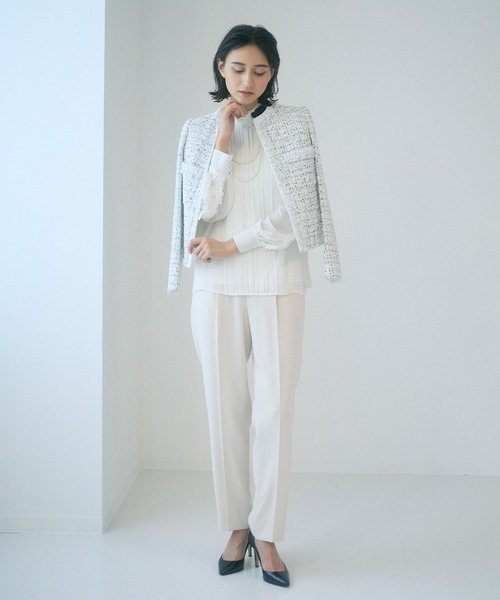 ANAYI（アナイ） ノーカラージャケット 36 ネイビー レディース