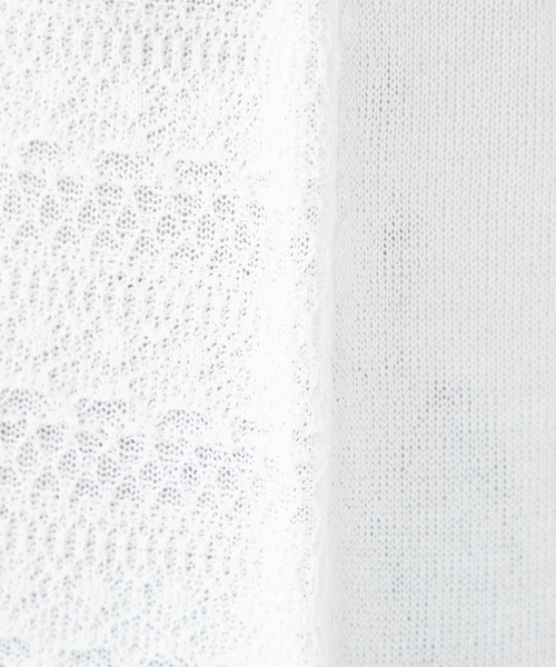 「A/C DESIGN BY ALPHA CUBIC」 半袖ニット L オフホワイト レディース_画像7