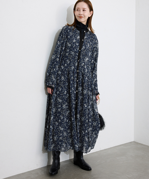 新品タグ付き スローブイエナ ボタニカル ワンピース 花柄 黒ベース ペチ付き SLOBE IENA（スローブイエナ） ワンピース 「WEB限定/追加5」FLOWER