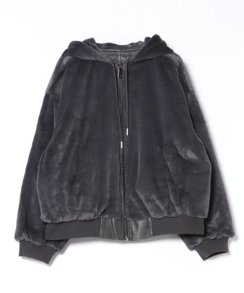 ブルゾン アウター a.p.o.v. リバーシブル総ショートファー×合成皮革 