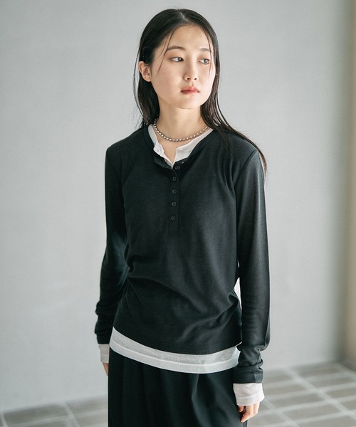 LEPSIM（レプシィム） tシャツ レイヤードヘンリーネックLS 626985