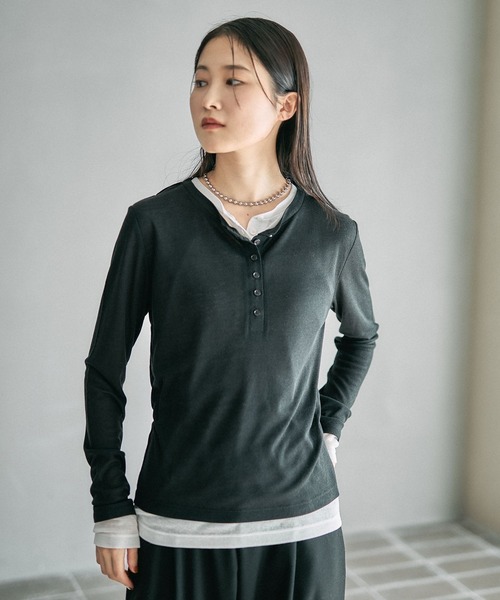 LEPSIM（レプシィム） tシャツ レイヤードヘンリーネックLS 626985