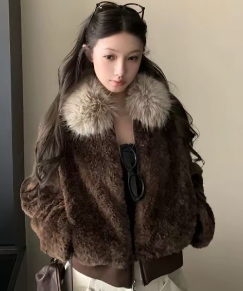 DIAVEL ブルゾン アウター 「秋冬新作」ふわふわファーカラー付き2WAY