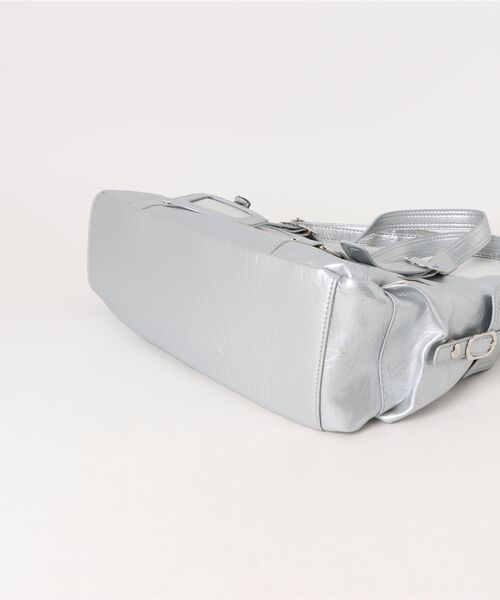 ★新品★meli melo 限定　2WAY　レザー　ショルダーバッグ　シルバー ベルトギャザーレザーショルダーバッグ[tr903] | レディース